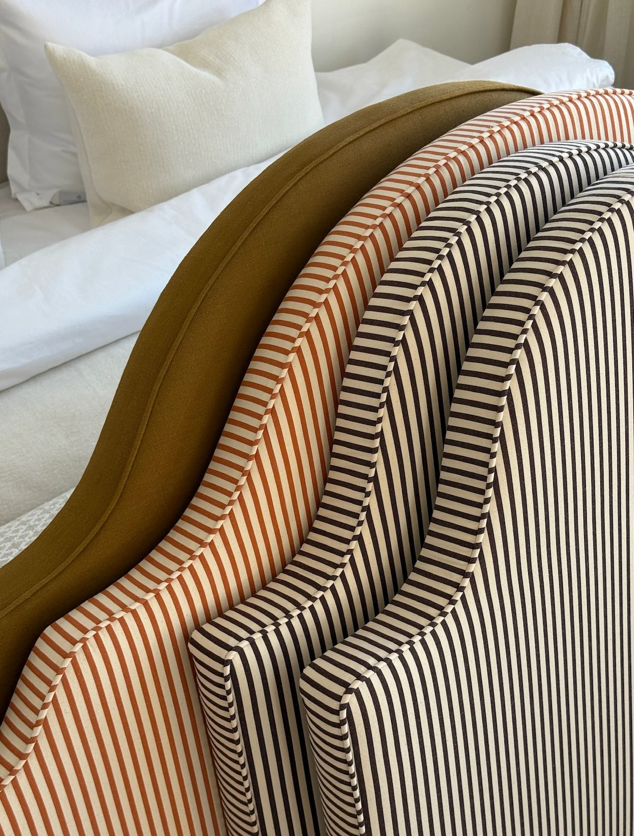 Neutral striped headboard