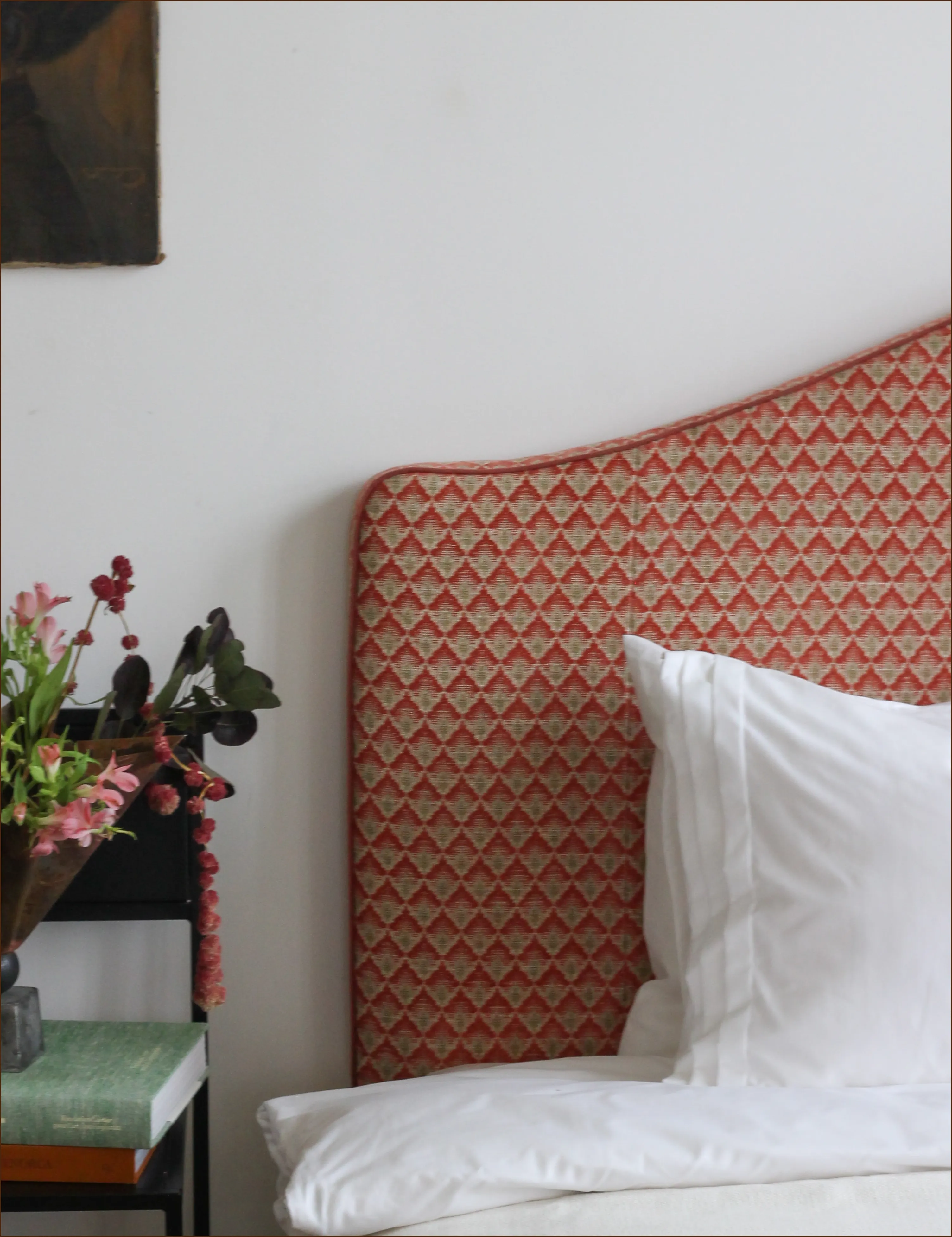 Colefax & Fowler Carlotta red headboard